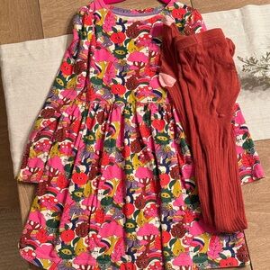 Mini Boden Pink Kids Dress with coordinated Tights